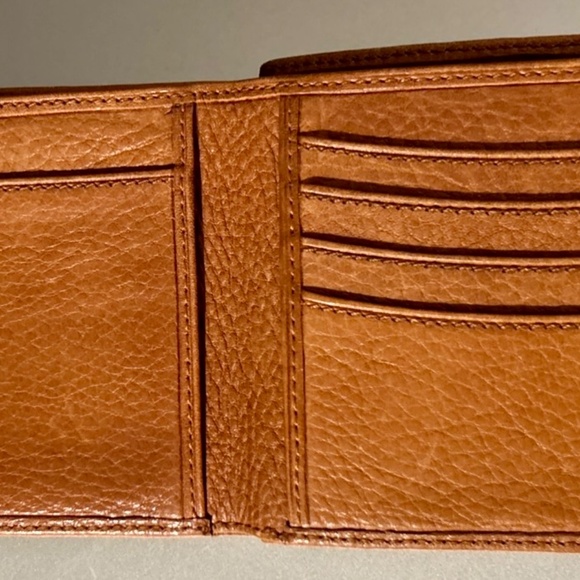 Vintage Brown Ralph Lauren Men's Wallet Pebbled Leather Logo Bifold - Picture 2 of 2